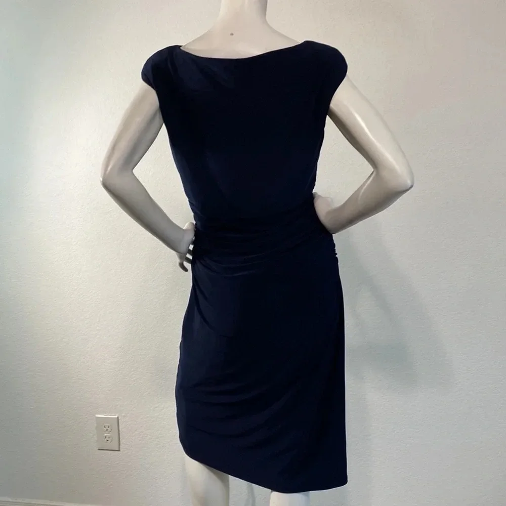 Lauren Ralph Lauren Navy Blue Knee Length Sleeveless Pencil Sheath Dress Size 12